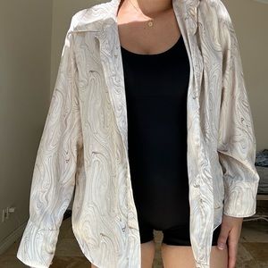 Satin long sleeve button down